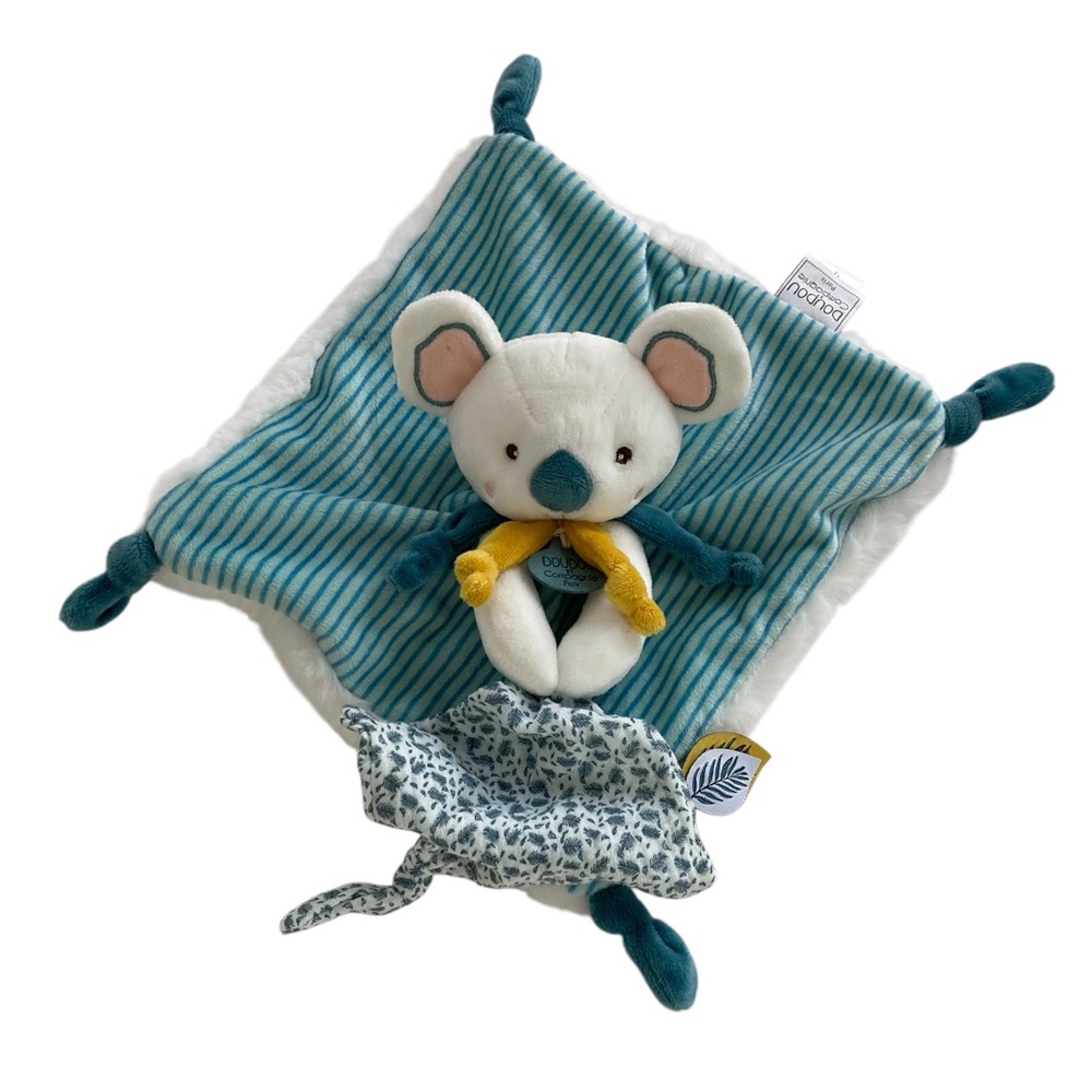 DouDou et Compagnie 12” Lovey Blanket Yoca Koala Bear DC3668 France Blue‎ White